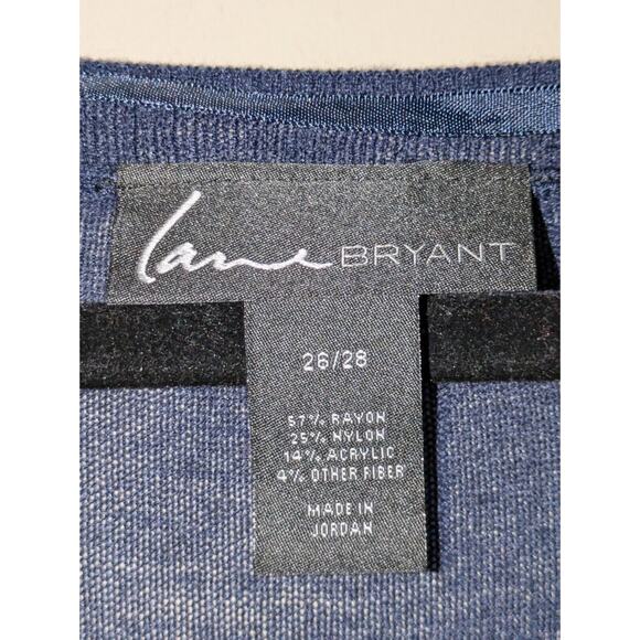 Lane Bryant Women's Sz 26/28 Solid & Sheer Striped Long Sleeve Layering Sweater - Picture 5 of 9